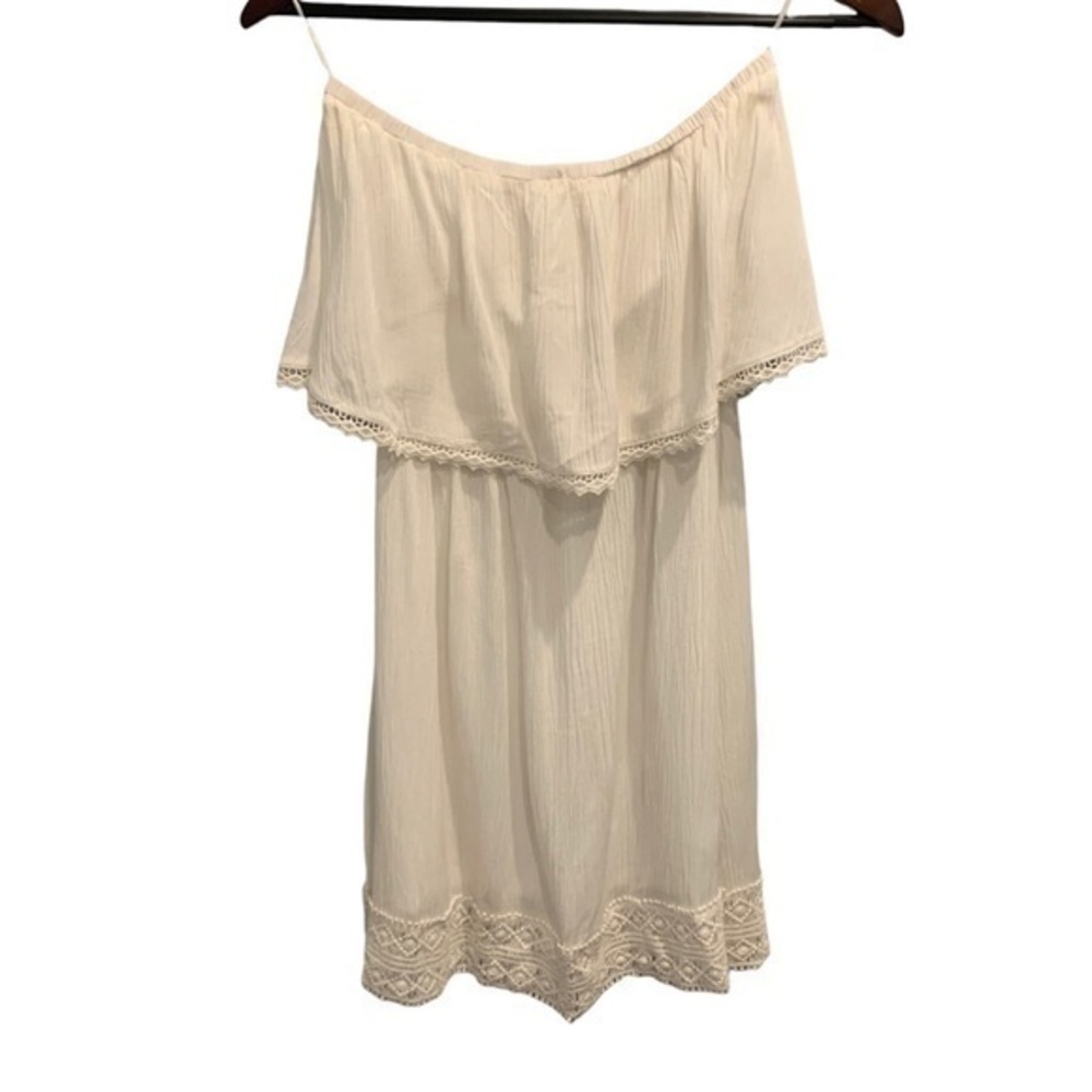 Flying Tomato White Cotton Off the Shoulder Dress Size Small